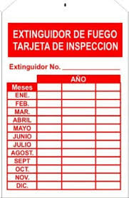 Tarjeta de inspeccion para extintor